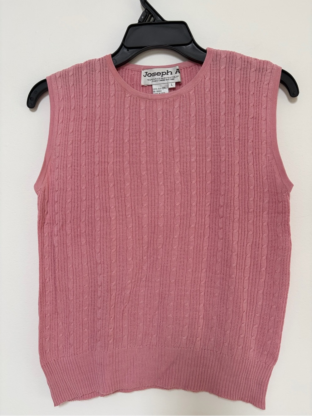 Joseph A Silk Knit Shell Sleeveless Top Size Large Blush Pink